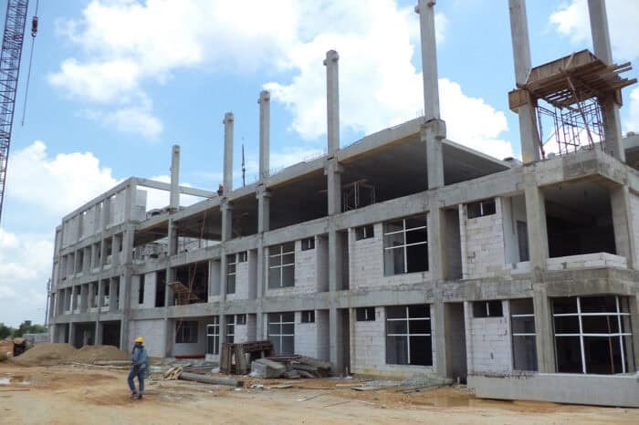 Multi-storey concrete frame under construction